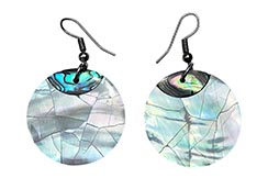 Thai earrings, Pearly disc - Genuine mother-of-pearl
