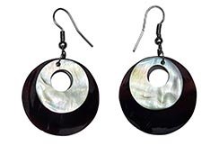 Thai earrings, Open discs - Genuine mother-of-pearl