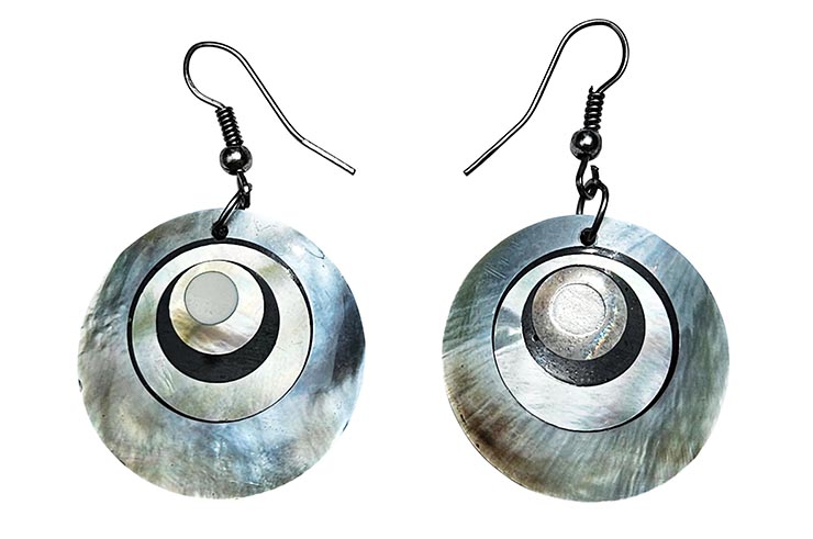 Thai earrings, Coaxial - Genuine mother-of-pearl