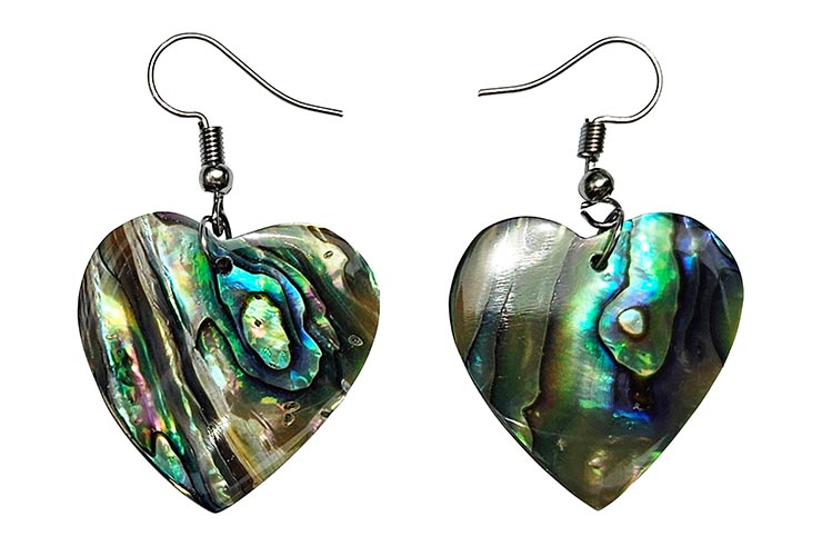 Thai earrings, Heart - Genuine mother-of-pearl