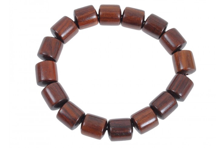 Buddhist Bracelet, Tibetan style - Rectangular Wood 11 mm