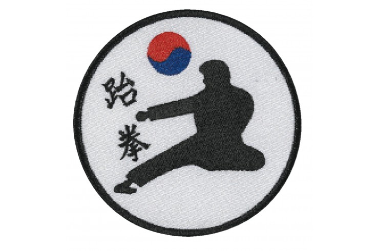 Embroidery badge - Black & white - Taekwondo