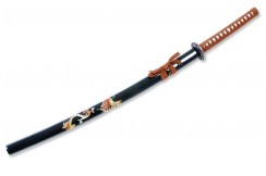 Katana Iaito with Dragon, Black & Brown handle