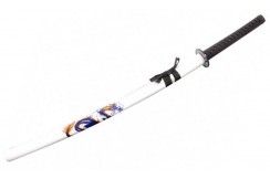 Katana Iaito with Dragon, White with black handle