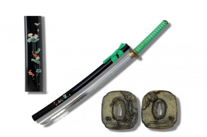 Katana "Galuchat", Verde y Negro - Afilada