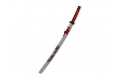 Katana Iaïto "Kujaku", Red & White - Unsharpened