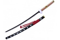 Katana Iaïto Shinobi, Red & Black with fur guard - Unsharpened
