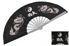 Abanico de Tai Chi, Calidad superior - Double Dragon (defecto de imprenta)