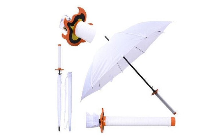 Parapluie avec manche Katana, Rengoku (blanc) - Demon Slayer