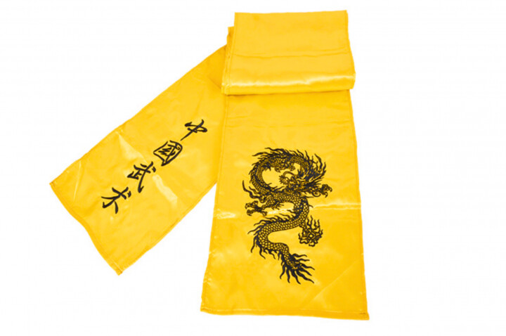 Cinto Kung-fu Wushu, Imitação de Seda - Dragão Bordado | ShenLong® - Cor - Jaune orangé