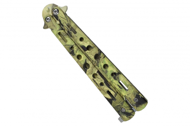 Butterfly Knife - Green foliage, Stainless steel (22cm)