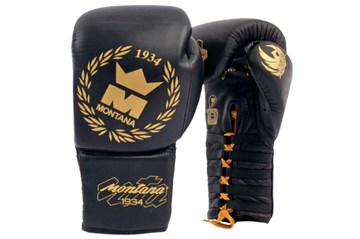 Pro Lace-up Boxing Gloves, Leather - NewCode, Montana