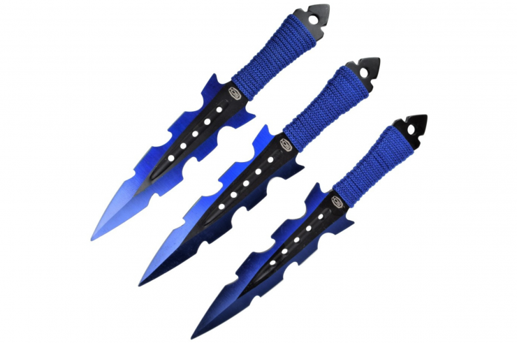 Electric Blue Steel Daggers - Set of 3 (19 cm)