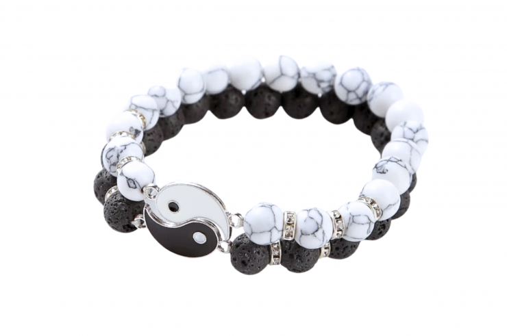 Bracelets Duo Yin-Yang, style Pierre de lave et Mabre