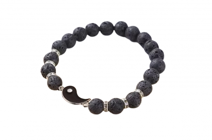 Bracelets Duo Yin-Yang, style Pierre de lave et Mabre