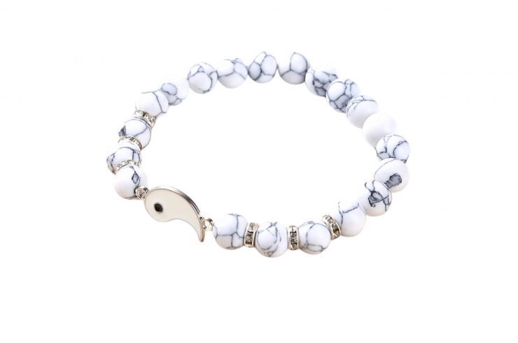 Pulseiras Duo Yin-Yang, pedra lava e estilo mabre