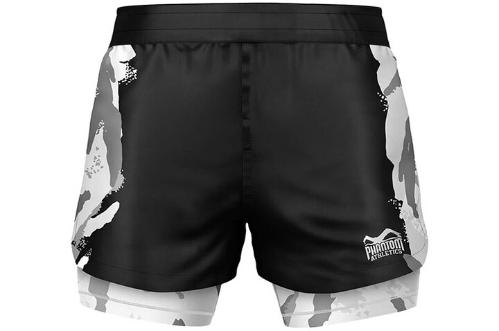 Bermuda de combate Fusion 2 em 1 para homem com opção de concha - camuflagem de inverno, Phantom Athletics