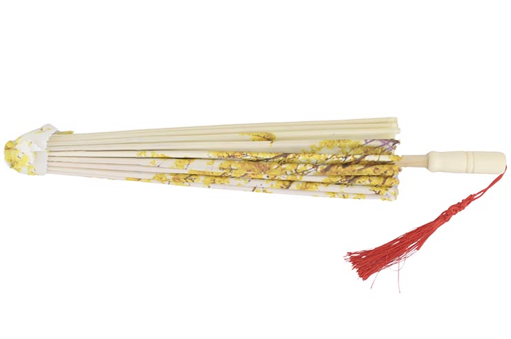 Print Umbrella with Ribbons, White Fox