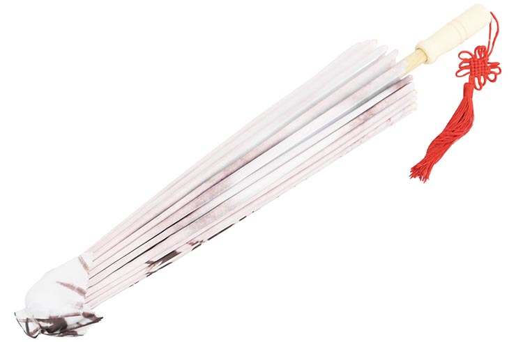 Print Umbrella with Ribbons, White Fox