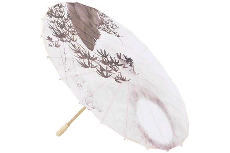 Print Umbrella with Ribbons, White Fox