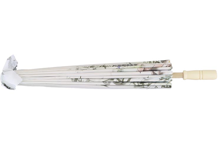 Print Umbrella with Ribbons, White Fox