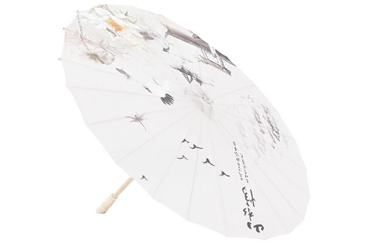 Paraguas Estampado con Cintas, White Fox
