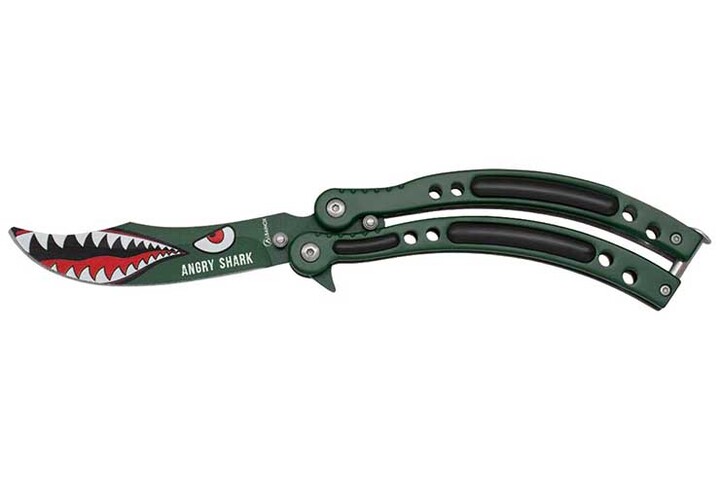 Couteau Papillon, Angry Shark - Acier Inoxydable, Albainox