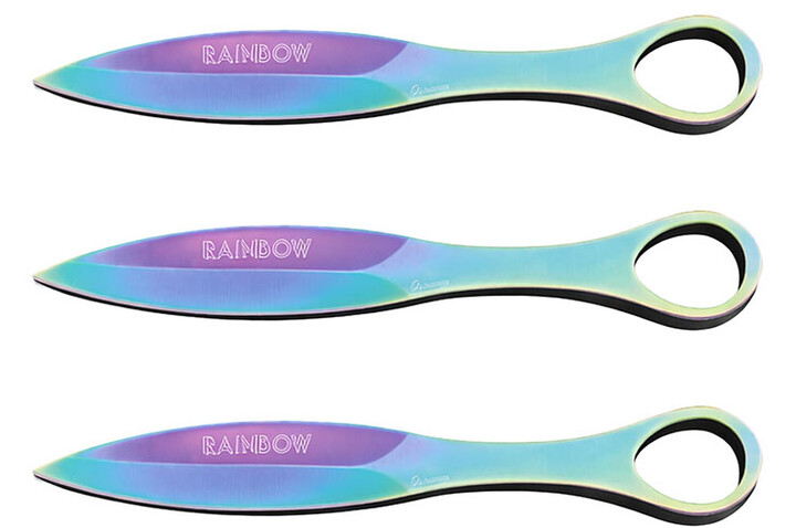 Facas de arremesso multicoloridas (conjunto de 3) - Rainbow