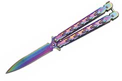 Couteau Papillon, Colorful skulls - Rainbow, Albainox