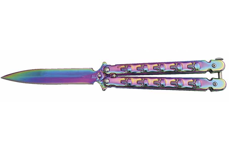 Couteau Papillon, Colorful skulls - Rainbow, Albainox
