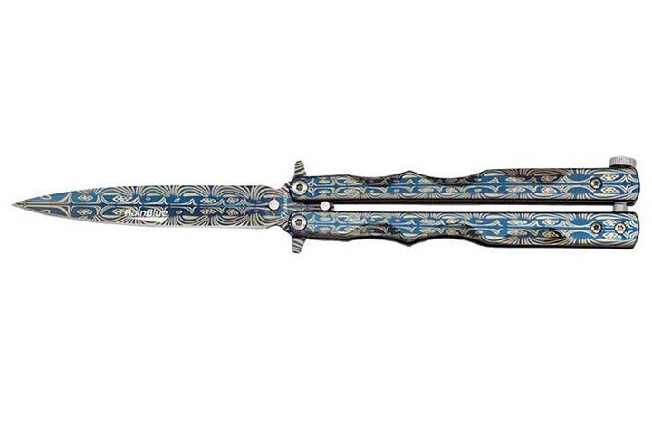 Butterfly knife, Gold Wave - RainBlue, Albainox