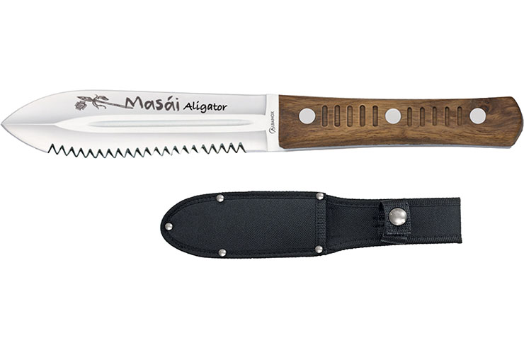 Couteau avec double tranchant & dents, Aligator - Masai, Albainox