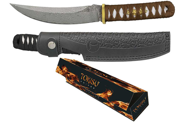 Cuchillo estilo japonés, Tsukamaki - Acero damasco, Tokisu