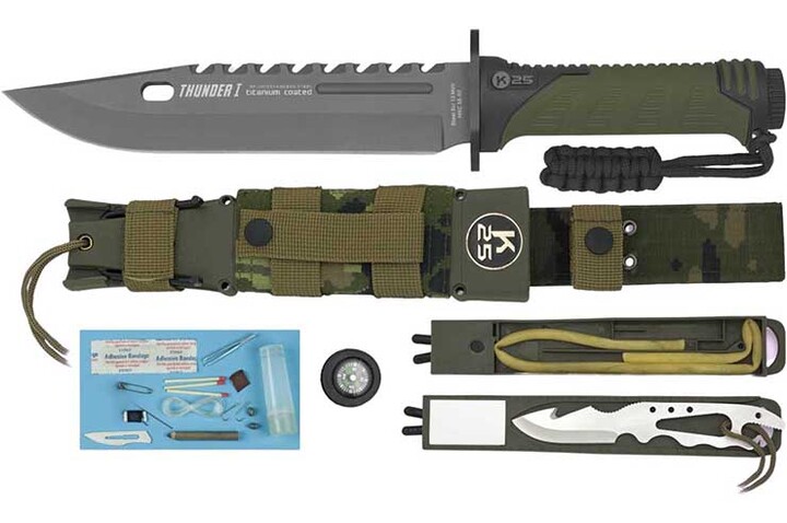 Cuchillo de caza, con kit de supervivencia - Thunder I, K25
