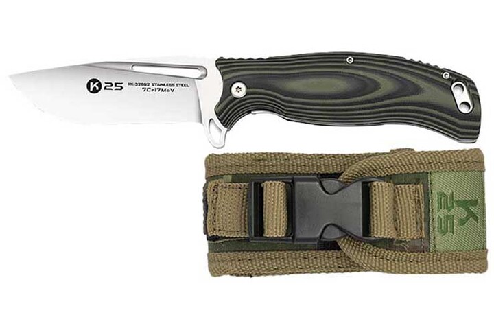 Canivete de bolso, Verde wengué – Aço inoxidável, K25