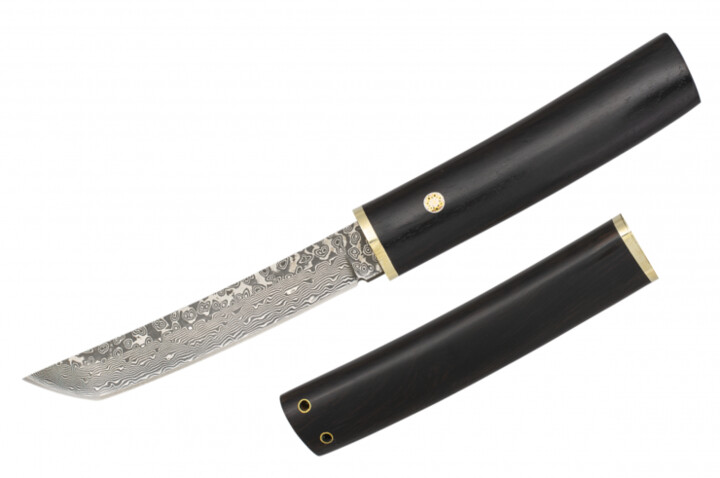 Mini Tanto, Knife in Damascus Steel & Noble Wood