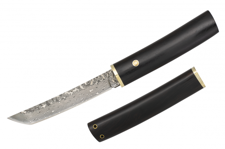 Mini Tanto, Knife in Damascus Steel & Noble Wood