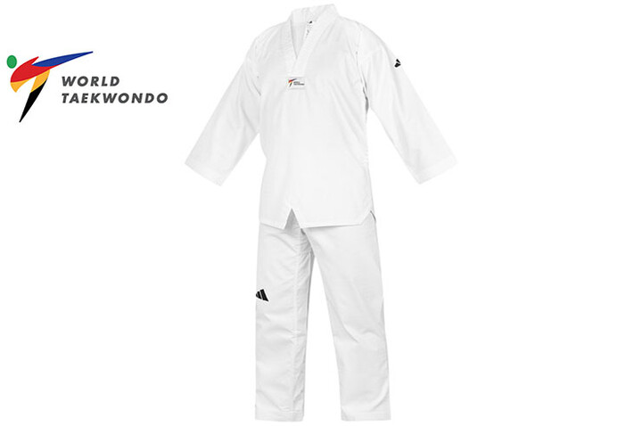 Dobok Taekwondo, Gola Branca - ADITS02, Adidas