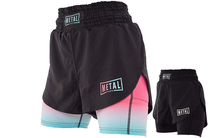 2 in 1 shorts, women - MSSW302, Metal Boxe