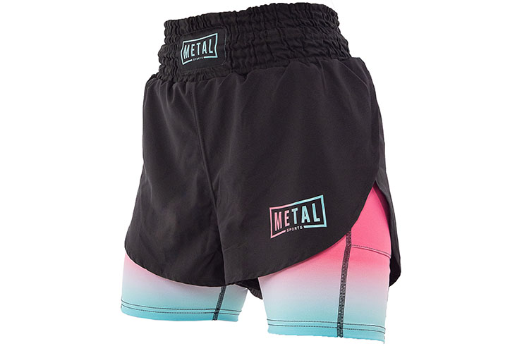 Pantalones cortos 2 en 1 para mujer - MSSW302, Metal Boxe