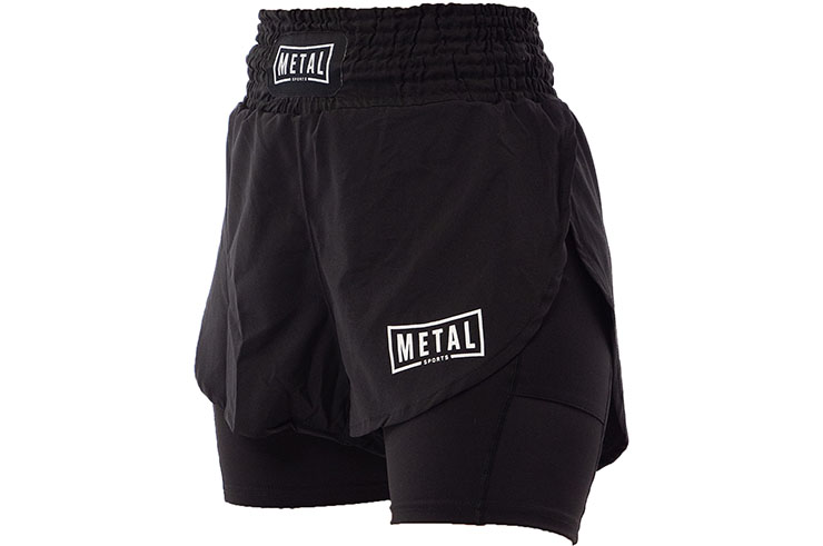 Pantalones cortos 2 en 1 para mujer - MSSW302, Metal Boxe
