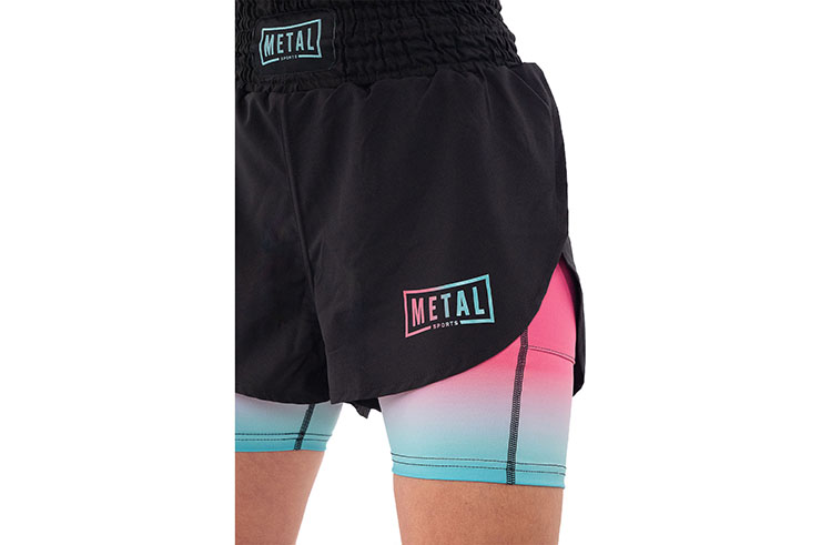 Pantalones cortos 2 en 1 para mujer - MSSW302, Metal Boxe
