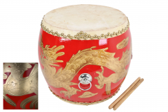 Little Drum, Lion Dance - Red with Dragon (cracked)