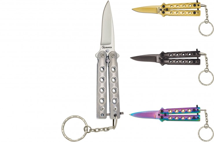 Porte clé couteau papillon - Acier, Albainox