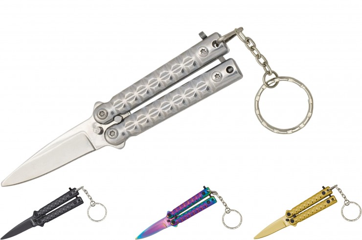 Porte clé mini couteau papillon - Acier, Albainox