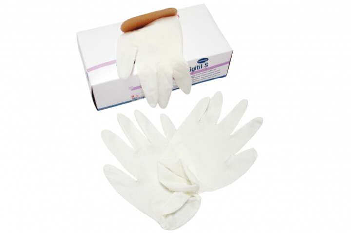 Caja de 100 guantes de examen de vinilo, sin polvo