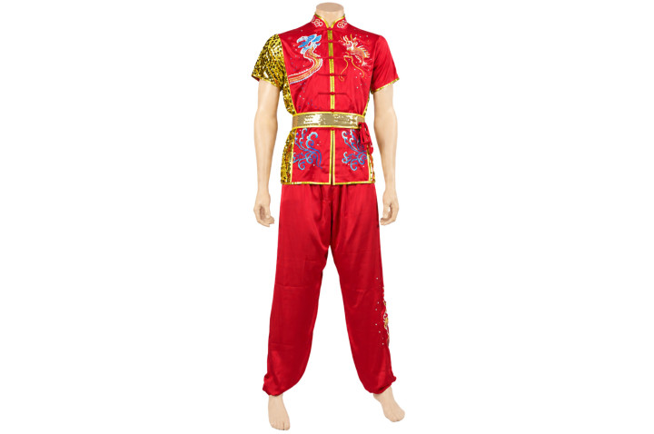 HanCui Chang Quan Competition Outfit, Red & Gold Dragon