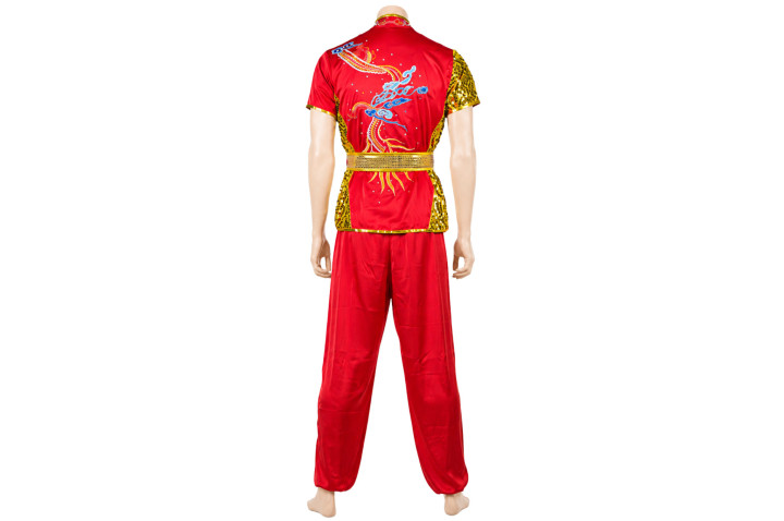 HanCui Chang Quan Competition Outfit, Red & Gold Dragon