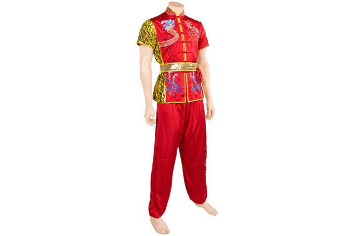HanCui Chang Quan Competition Outfit, Red & Gold Dragon