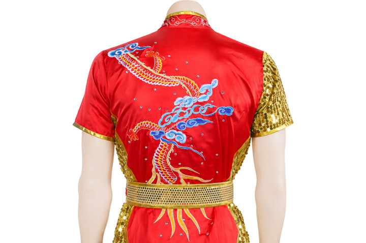 HanCui Chang Quan Competition Outfit, Red & Gold Dragon